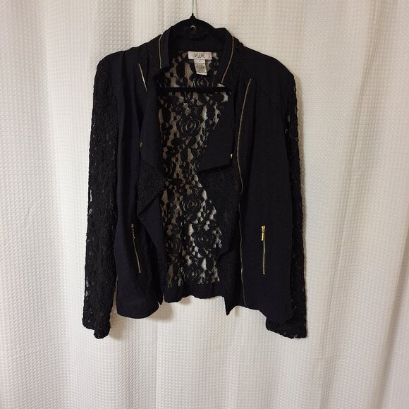 La Seine Stretch Lace Jacket – Lightweight & Chic with Zipper Accent Size L - Picture 1 of 11